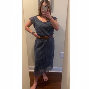 Ruffle Sleeve Floral Print Midi Dress Size 10